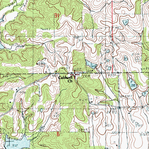 Topographic Map of Caldwell Church, AR