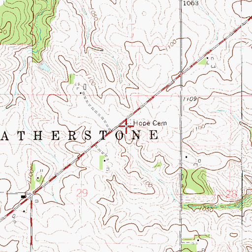 Topographic Map of Hope Cemetery, MN