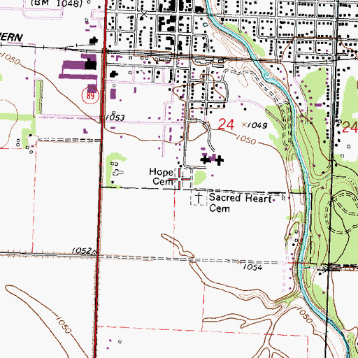 Topographic Map of Hope Cemetery, MN