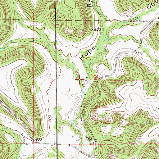 Topographic Map of Hope Coulee, MN