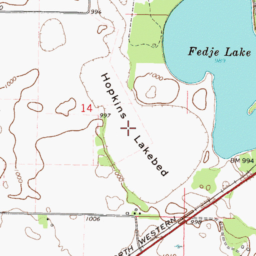 Topographic Map of Hopkins Lakebed, MN