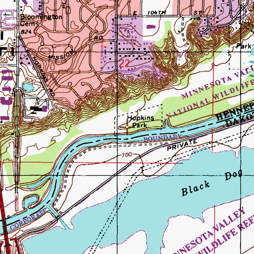 Topographic Map of Hopkins Park, MN