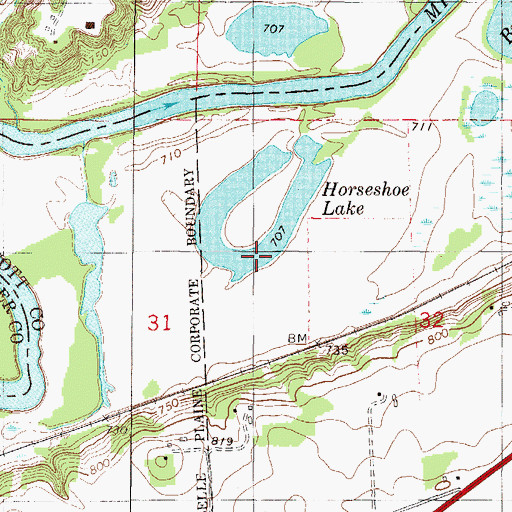 Topographic Map of Horseshoe Lake, MN