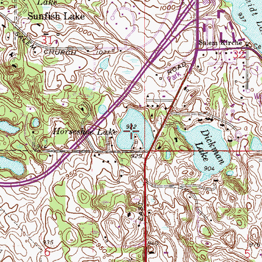 Topographic Map of Horseshoe Lake, MN