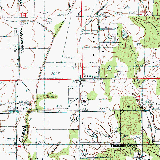 Topographic Map of Pleasant Grove School (historical), AR