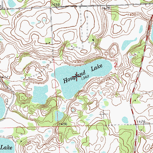 Topographic Map of Hougland Lake, MN