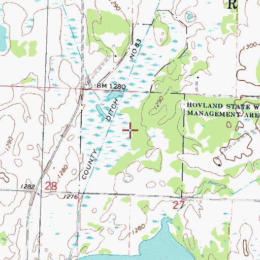 Topographic Map of Hovland State Wildlife Management Area, MN