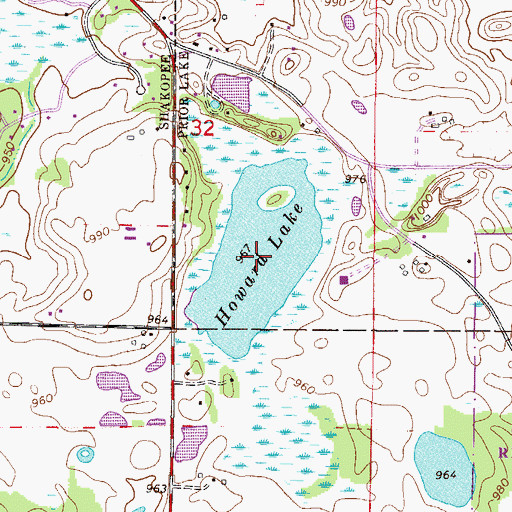Topographic Map of Howard Lake, MN