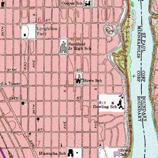 Topographic Map of Howe School, MN