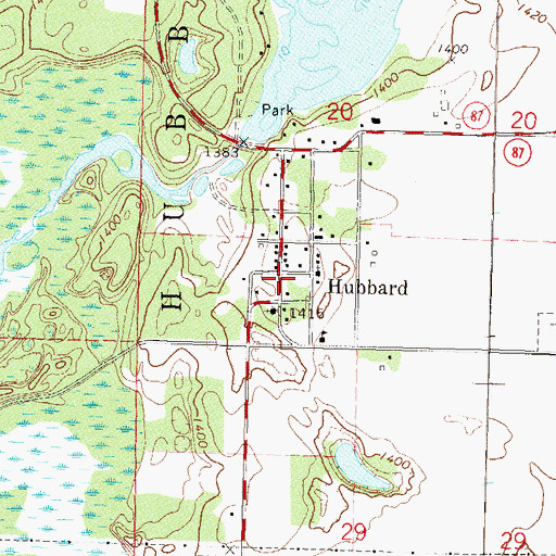 Topographic Map of Hubbard, MN