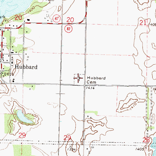 Topographic Map of Hubbard Cemetery, MN