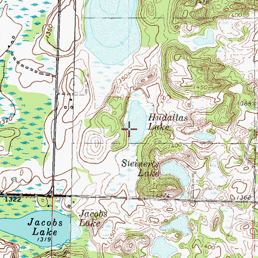 Topographic Map of Hudallas Lake, MN