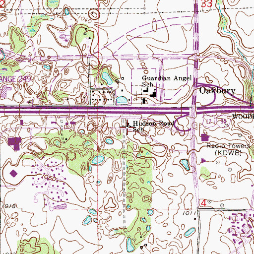 Topographic Map of Hudson Road School, MN