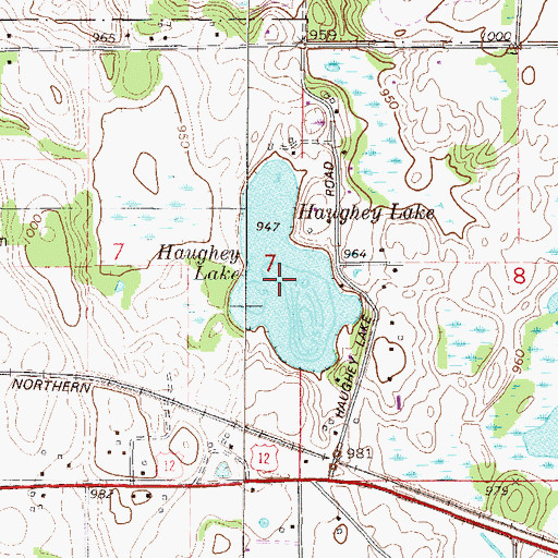 Topographic Map of Haughey Lake, MN