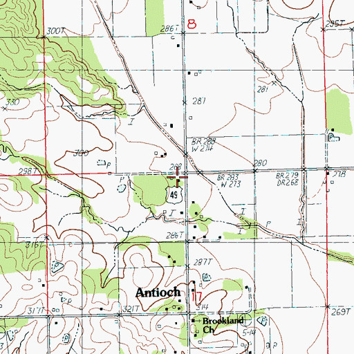 Topographic Map of Antioch Church (historical), AR