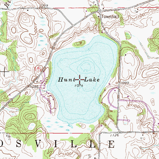 Topographic Map of Hunt Lake, MN