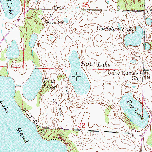 Topographic Map of Hunt Lake, MN