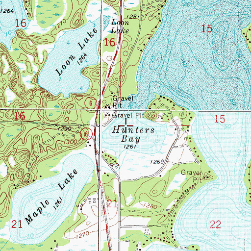 Topographic Map of Hunters Bay, MN