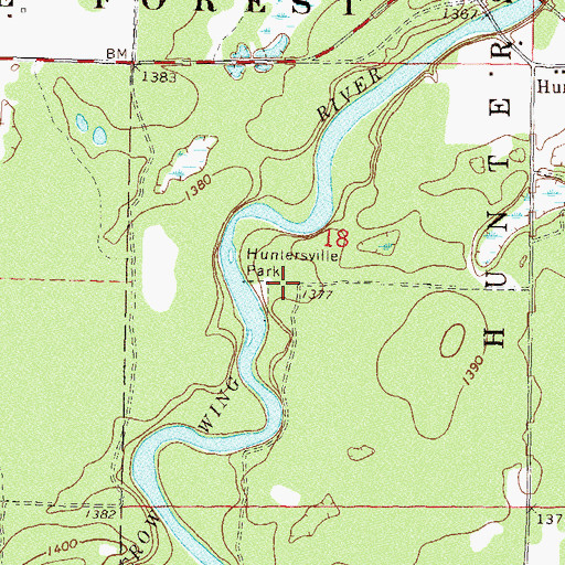 Topographic Map of Huntersville Park, MN