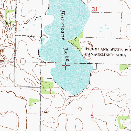 Topographic Map of Hurricane Lake, MN