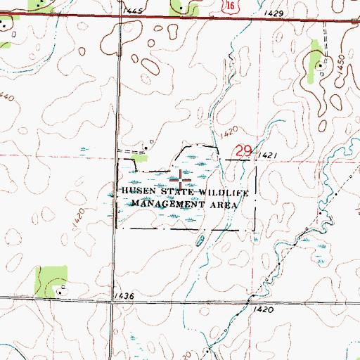 Topographic Map of Husen State Wildlife Management Area, MN