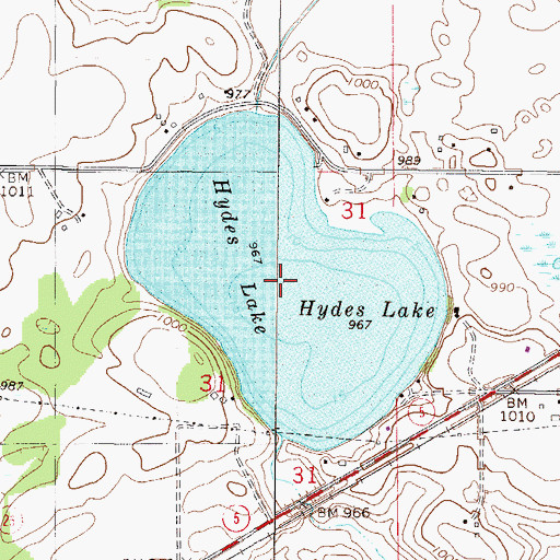 Topographic Map of Hydes Lake, MN