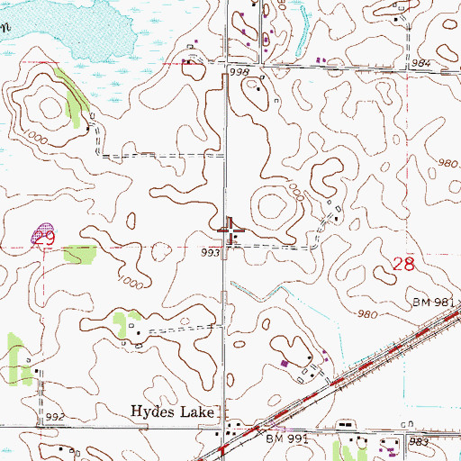 Topographic Map of Hydes Lake School, MN