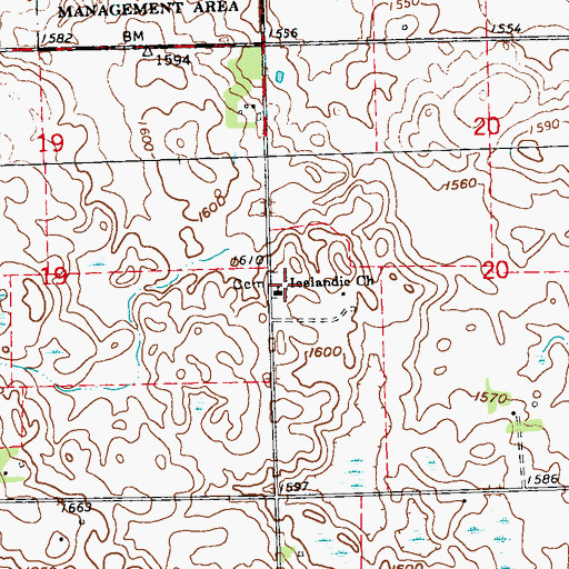 Topographic Map of Icelandic Church, MN