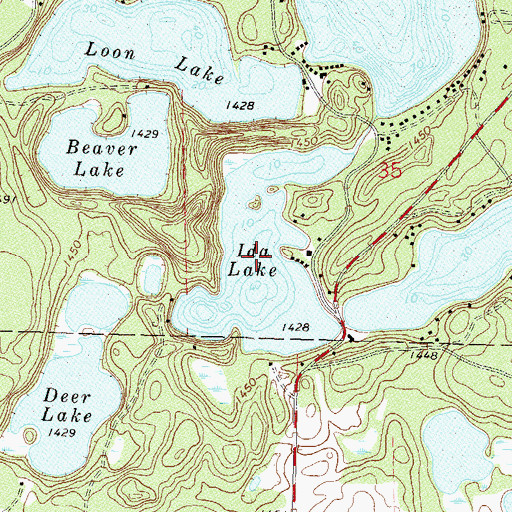 Topographic Map of Ida Lake, MN