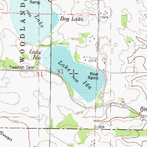 Topographic Map of Lake Ida, MN