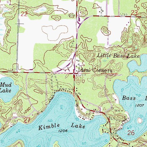Topographic Map of Ideal Corners, MN