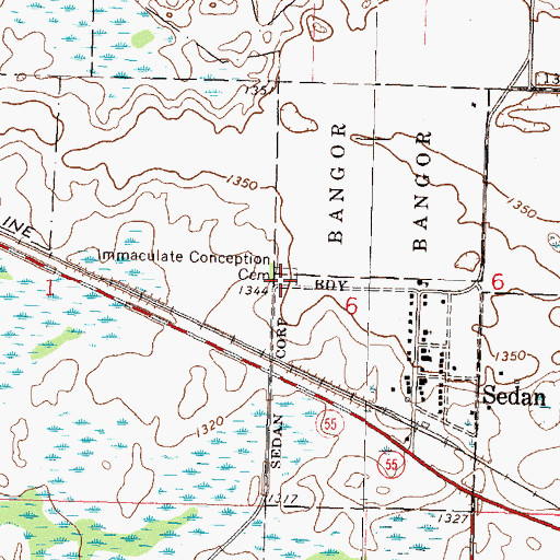 Topographic Map of Immaculate Conception Cemetery, MN