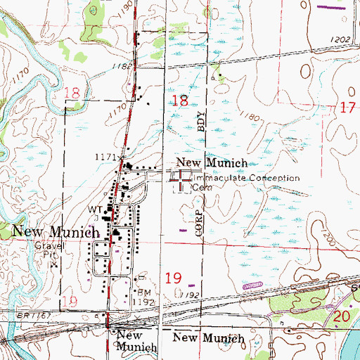 Topographic Map of Immaculate Conception Cemetery, MN