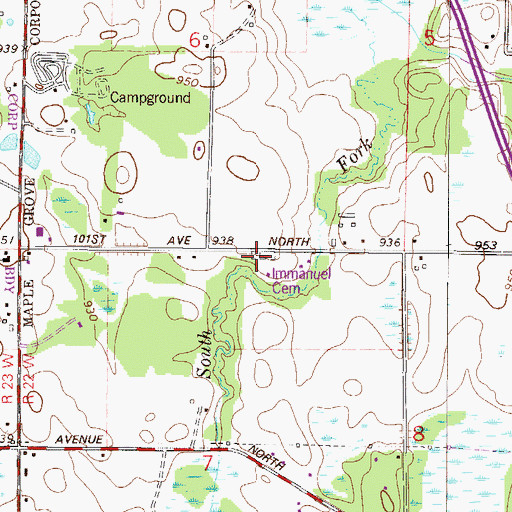Topographic Map of Immanuel Cemetery, MN