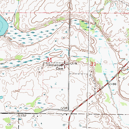 Topographic Map of Immanuel Cemetery, MN