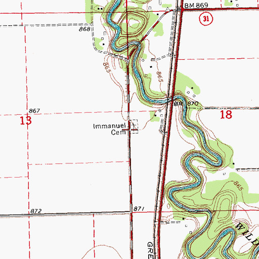 Topographic Map of Immanuel Cemetery, MN