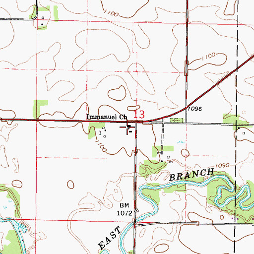 Topographic Map of Immanuel Church, MN
