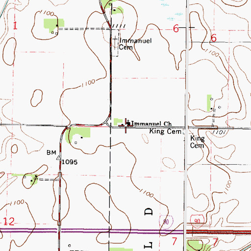 Topographic Map of Immanuel Church, MN