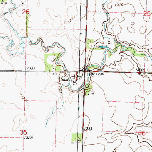 Topographic Map of Immanuel Church, MN