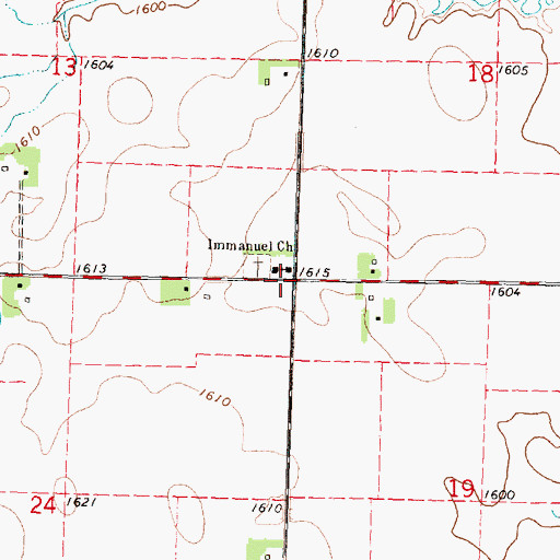 Topographic Map of Immanuel Church, MN