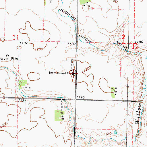Topographic Map of Immanuel Church, MN