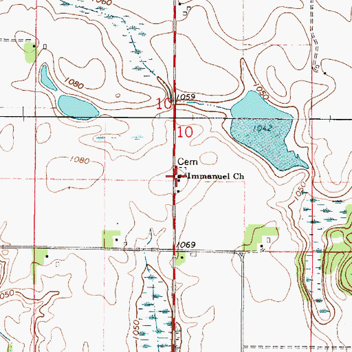Topographic Map of Immanuel Church, MN