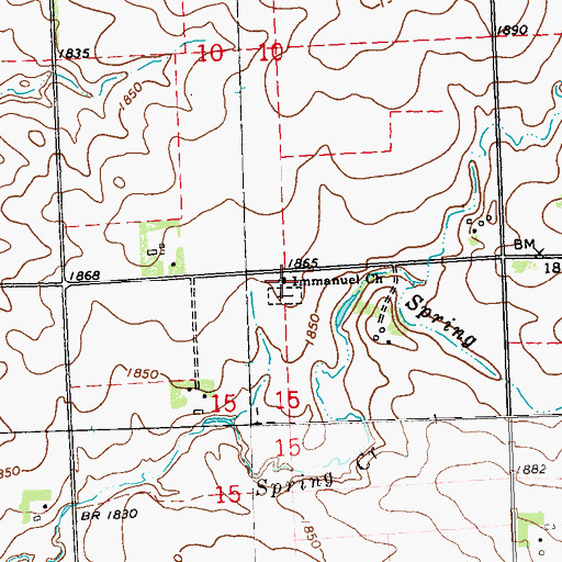 Topographic Map of Immanuel Church, MN