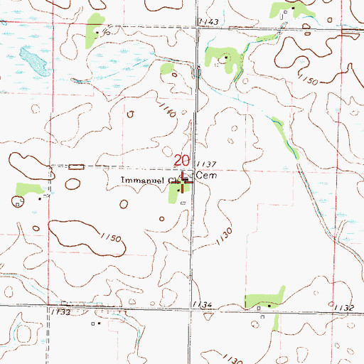 Topographic Map of Immanuel Church, MN