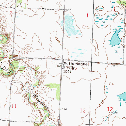 Topographic Map of Immanuel Church, MN