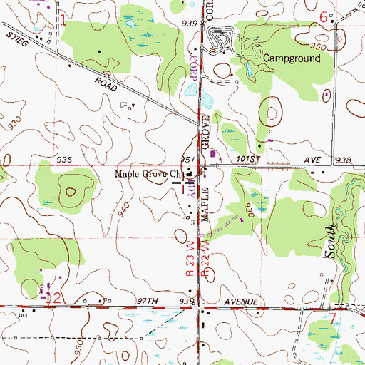 Topographic Map of Immanuel Church, MN