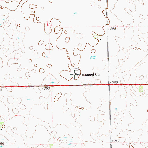 Topographic Map of Immanuel Church, MN