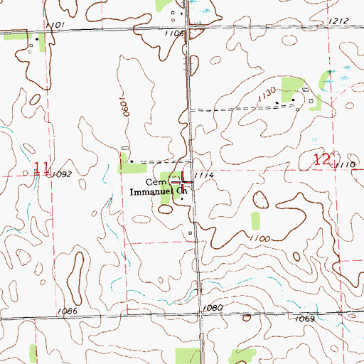 Topographic Map of Immanuel Church, MN