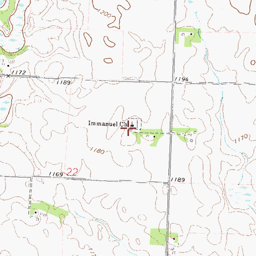 Topographic Map of Immanuel Church, MN