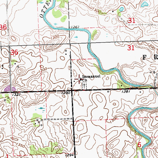 Topographic Map of Immanuel Church, MN